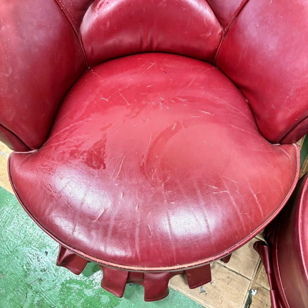 565 英国風　アンティークソファ　2Pセット　赤色　高級