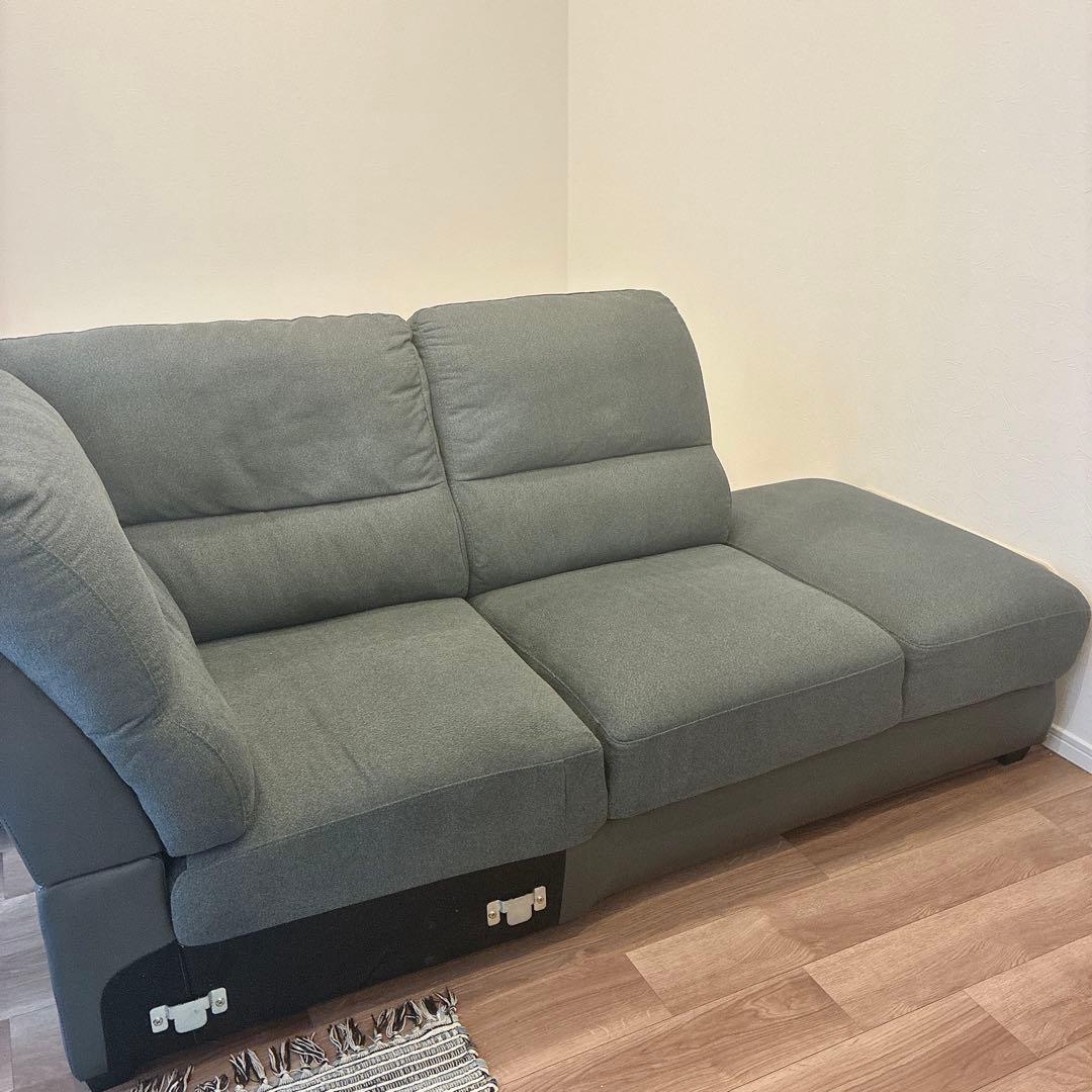 【東京都内引き取り限定】ニトリ　ソファ　布＆合皮コーナーソファ　3人掛け L字型