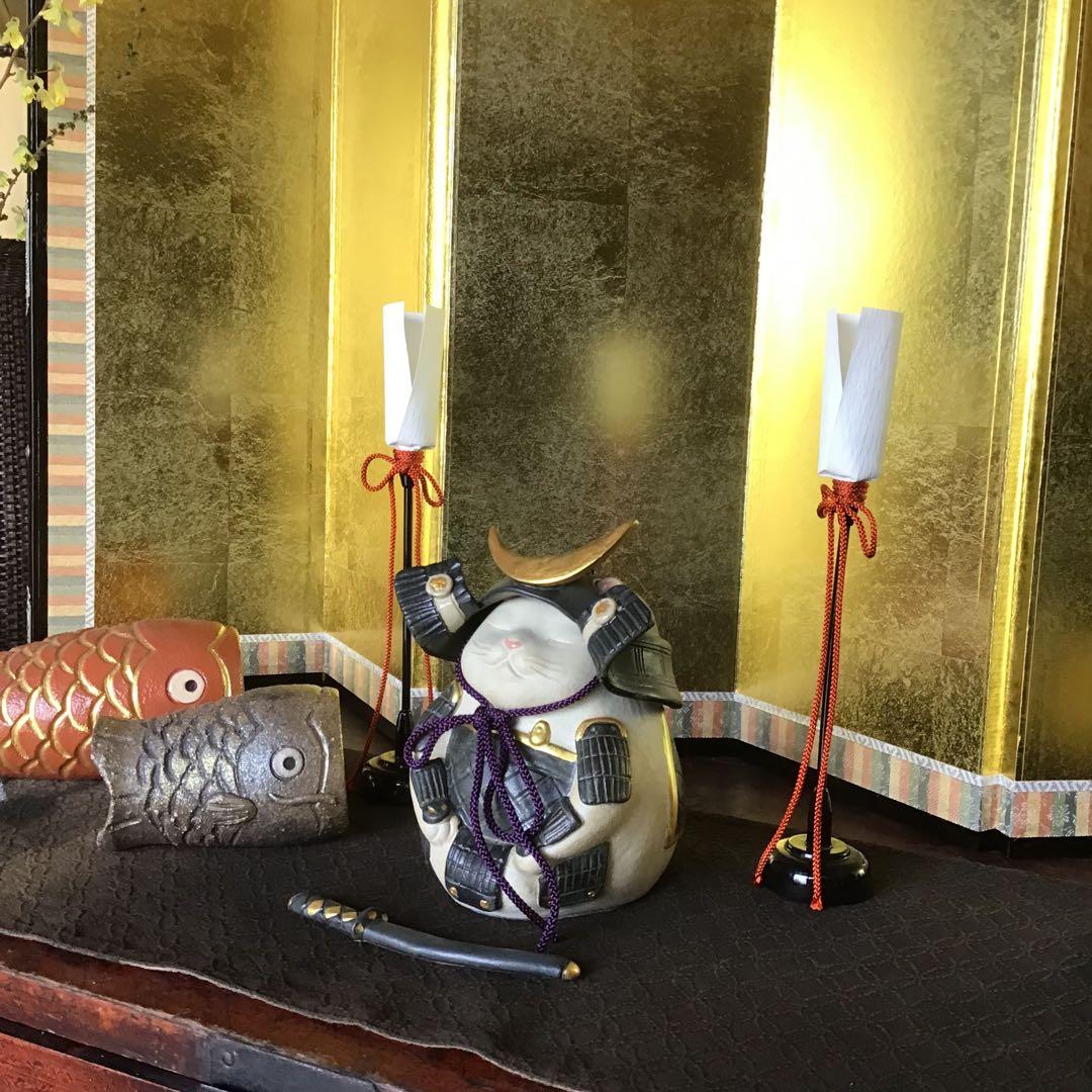 猫武将<(*ΦωΦ*)> 白猫さん［黒兜、鎧、刀］伊達形