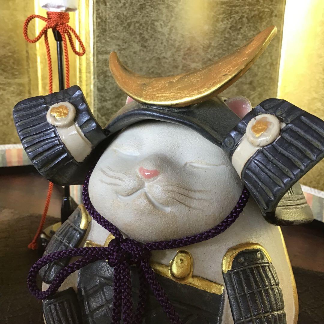 猫武将<(*ΦωΦ*)> 白猫さん［黒兜、鎧、刀］伊達形