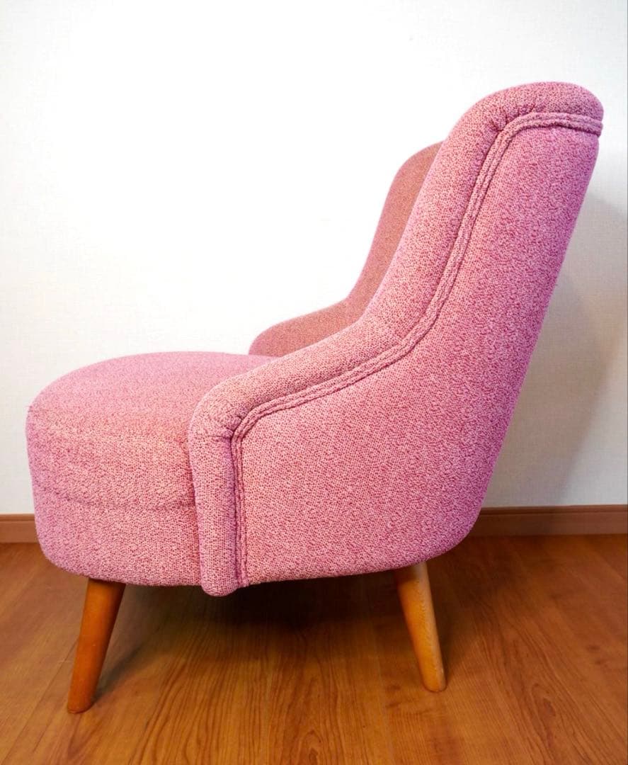 【1人掛け】unico SOPHIE ウニコ ラウンジチェア（ピンク・赤）2台