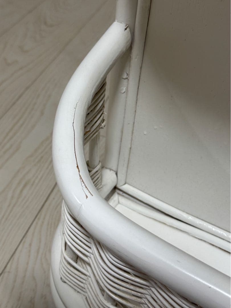 ホワイトラタンアンティークガラスローセンターテーブル