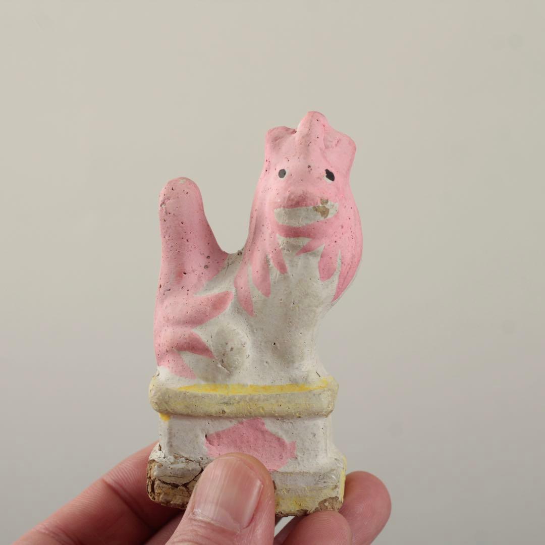 ファンキーな色 土人形 獅子 狛犬 郷土人形 民芸 古道具 オブジェ 獅子と狛犬