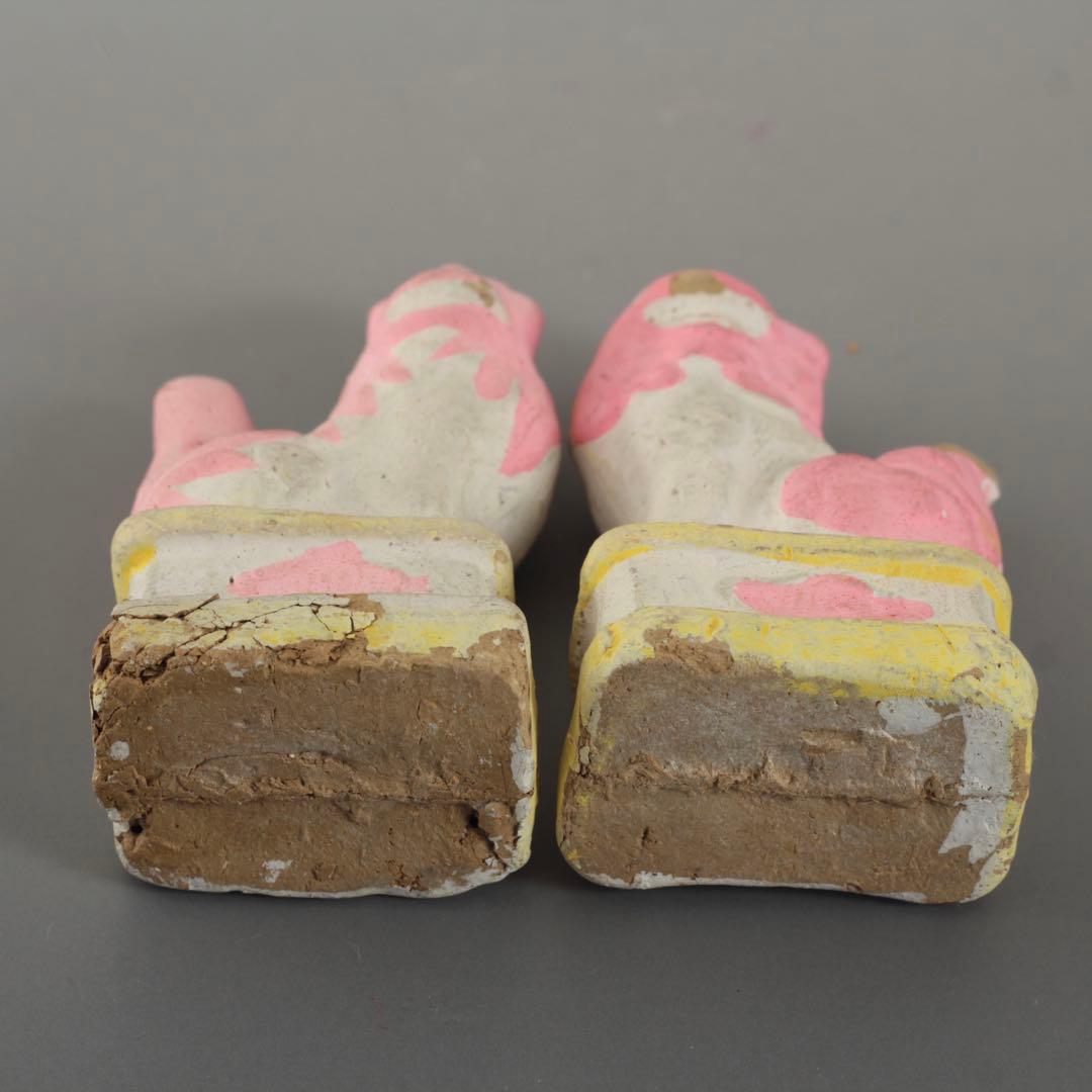 ファンキーな色 土人形 獅子 狛犬 郷土人形 民芸 古道具 オブジェ 獅子と狛犬