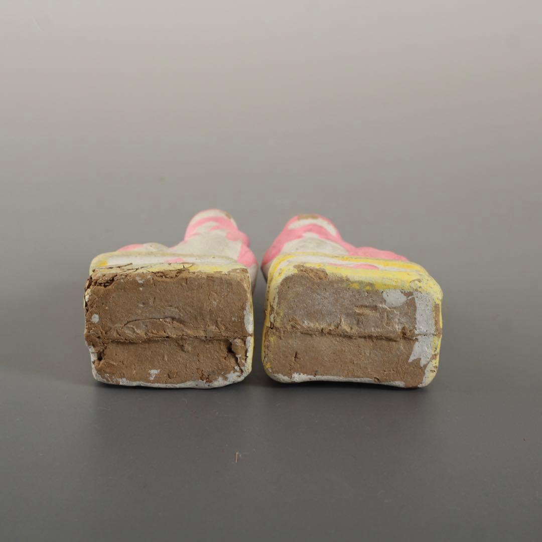 ファンキーな色 土人形 獅子 狛犬 郷土人形 民芸 古道具 オブジェ 獅子と狛犬