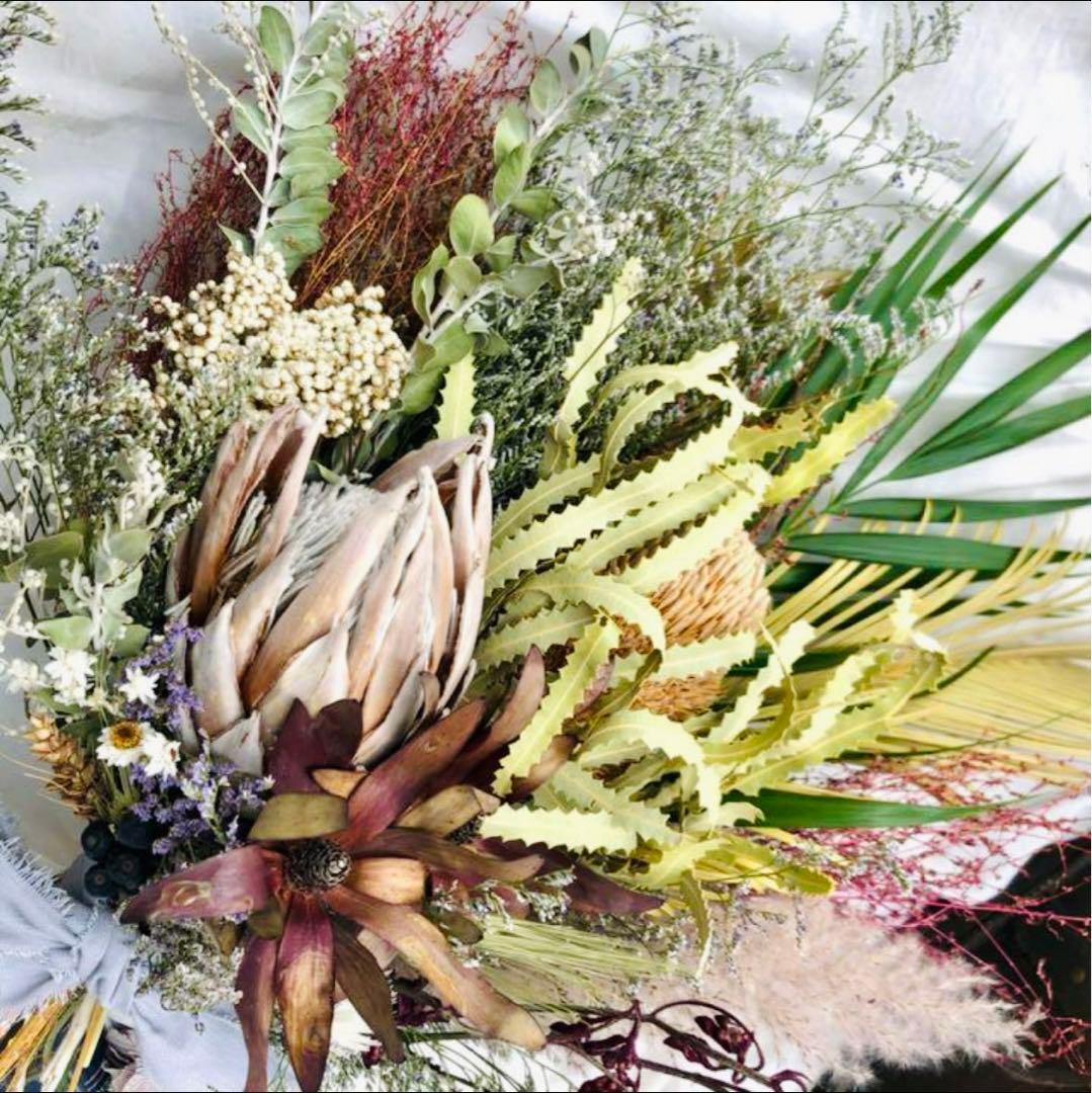 ブーケ　プロテア　キングプロテア　バンクシア　ワイルドフラワー　ブートニア