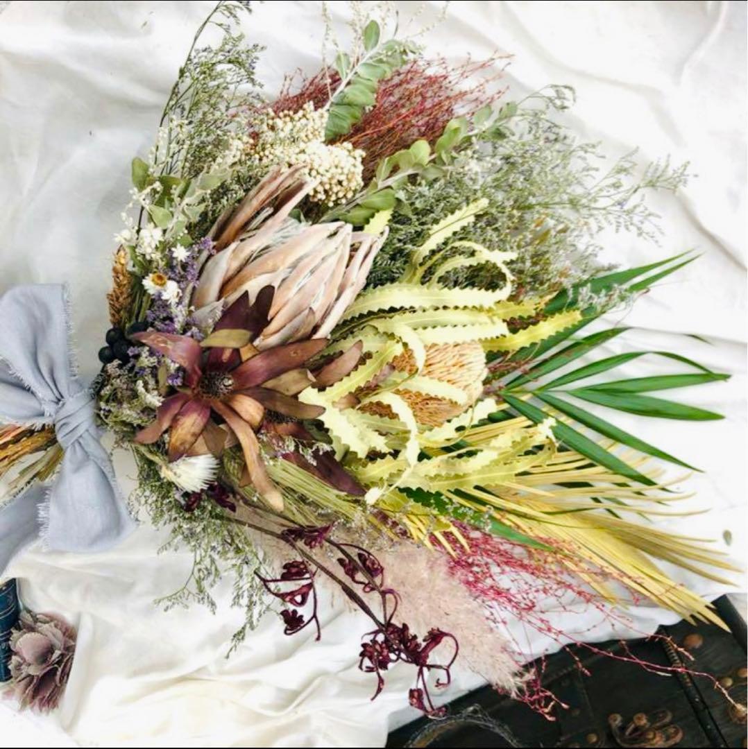 ブーケ　プロテア　キングプロテア　バンクシア　ワイルドフラワー　ブートニア