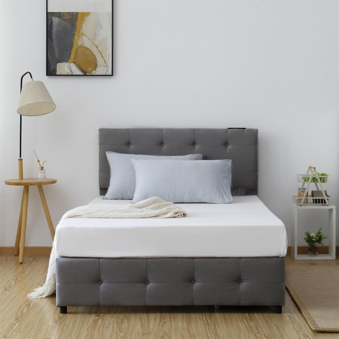 ファブリックベッドセミダブル布貼りベッド木製下収納すのこベッド耐震北欧風おしゃれ