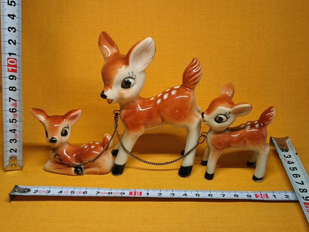 美品】ビンテージ 鹿 子鹿 陶器 置物 インテリア 工芸品 美術品 A2581