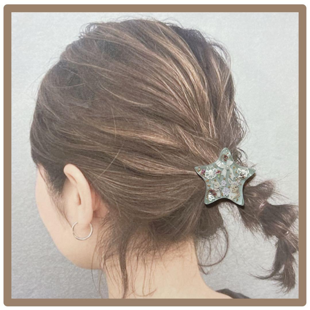 No 14❣️可愛い星型うさぎレジンヘアゴム❣️٩(๑❛ᴗ❛๑)۶❣️