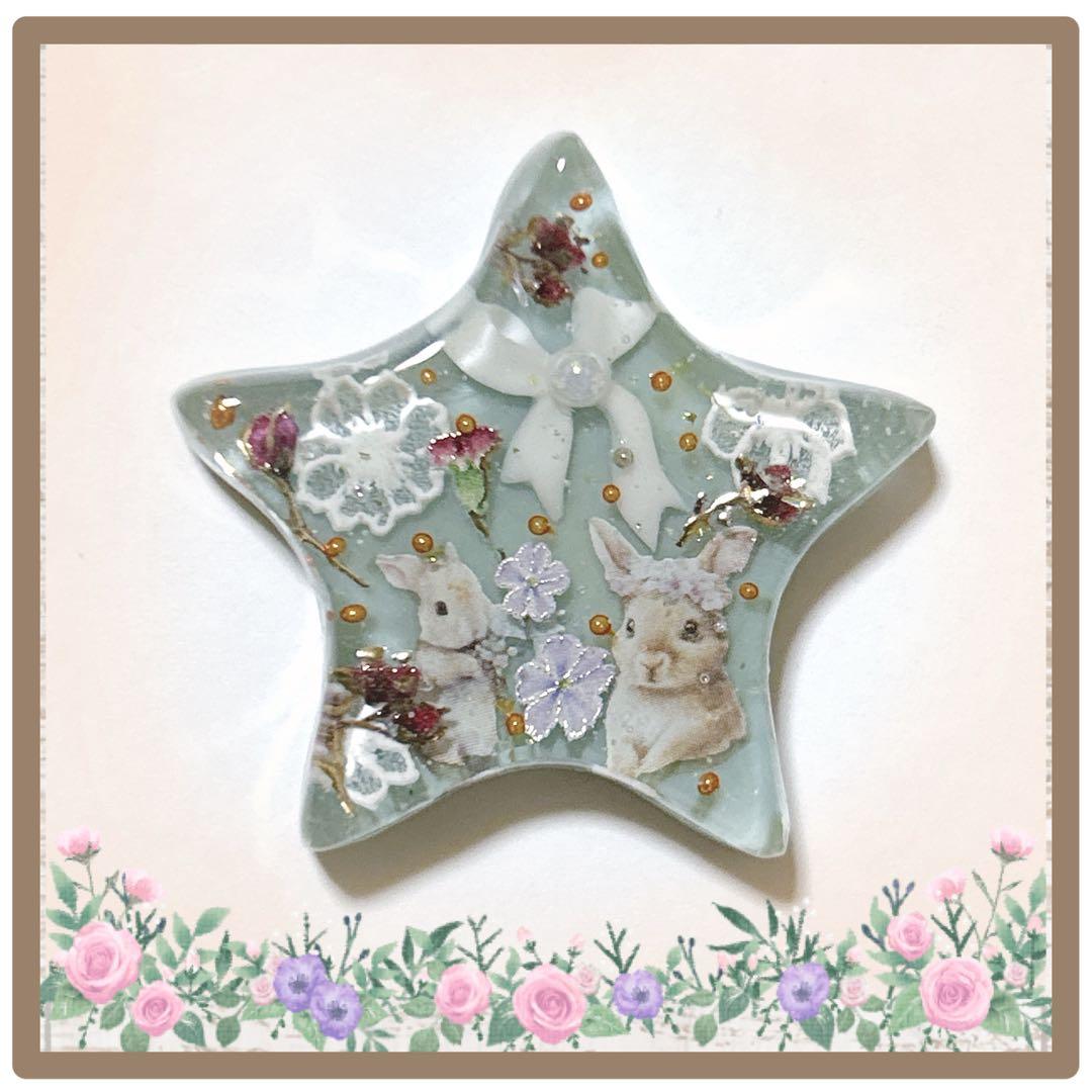 No 14❣️可愛い星型うさぎレジンヘアゴム❣️٩(๑❛ᴗ❛๑)۶❣️