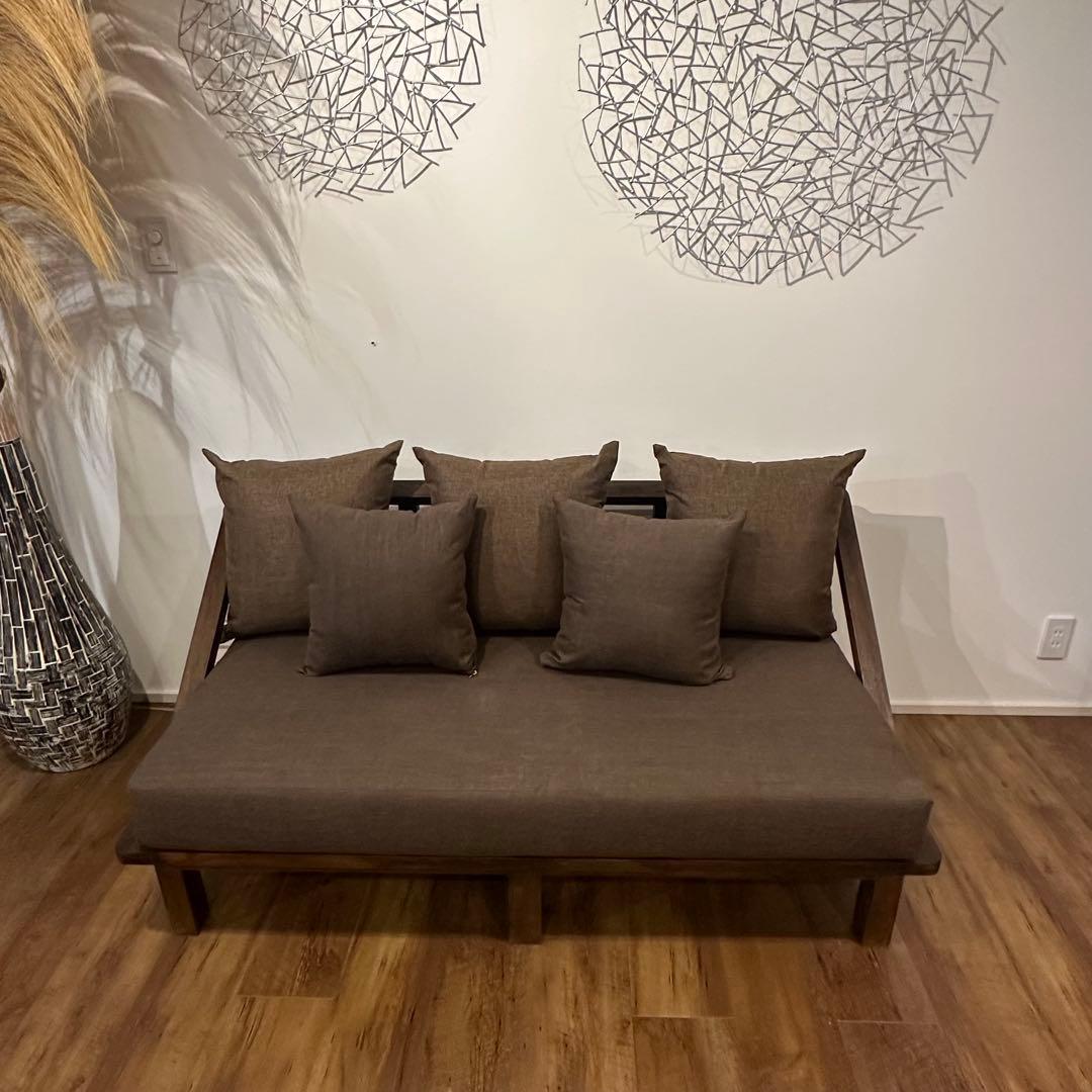 【訳あり】バリ島チークソファ　2人掛けソファw150cm 通常220,000円が