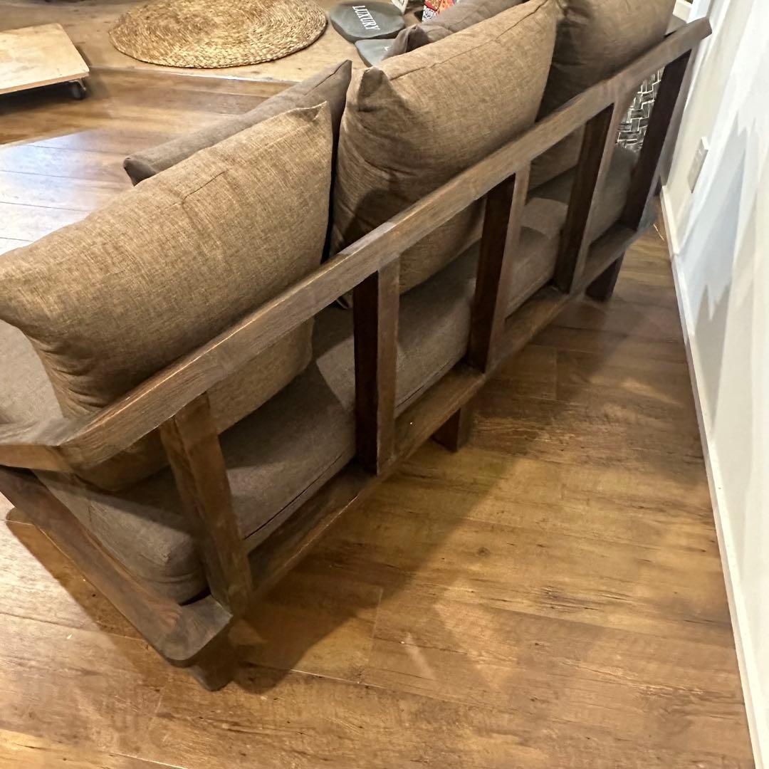 【訳あり】バリ島チークソファ　2人掛けソファw150cm 通常220,000円が