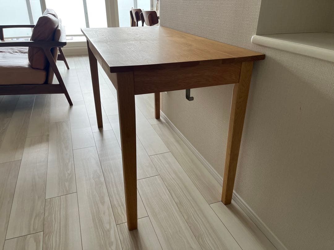 無印良品　オーク無垢材　引き出し付　学習机