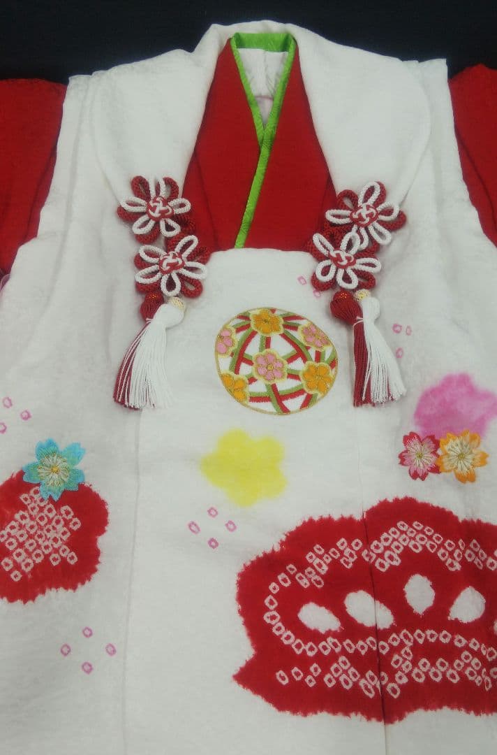 ★ご売約★三歳お祝い着物被布コート 絞り 刺繍