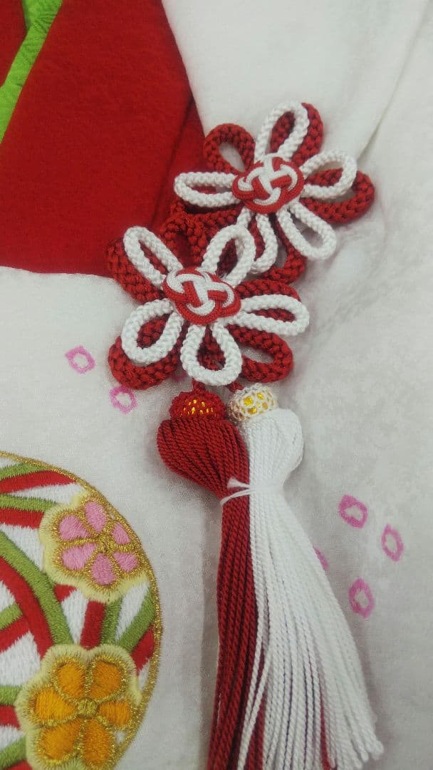 ★ご売約★三歳お祝い着物被布コート 絞り 刺繍