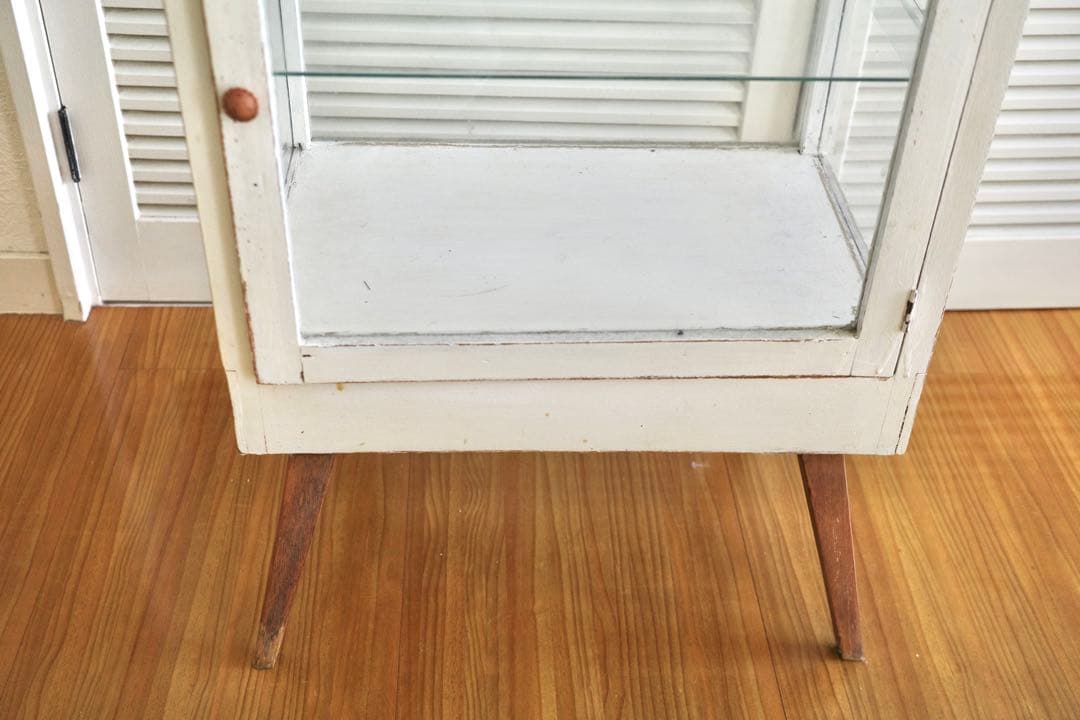 アンティーク ガラス キャビネット 飾り棚 4段 ホワイト