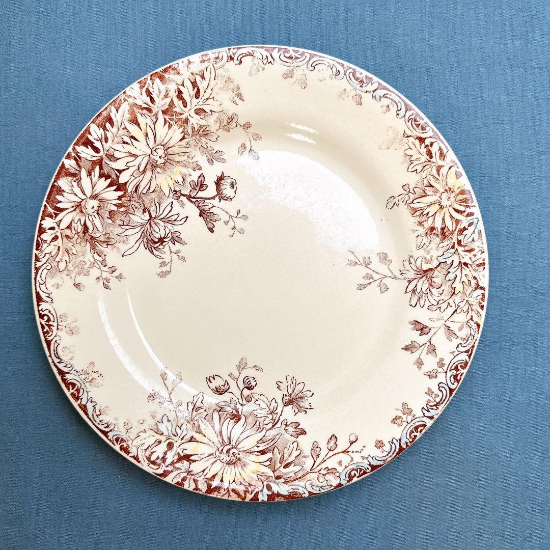 フランス ジアン FLEURS D'AUTOMNE 秋の花 平皿 茶色 - メルカリ