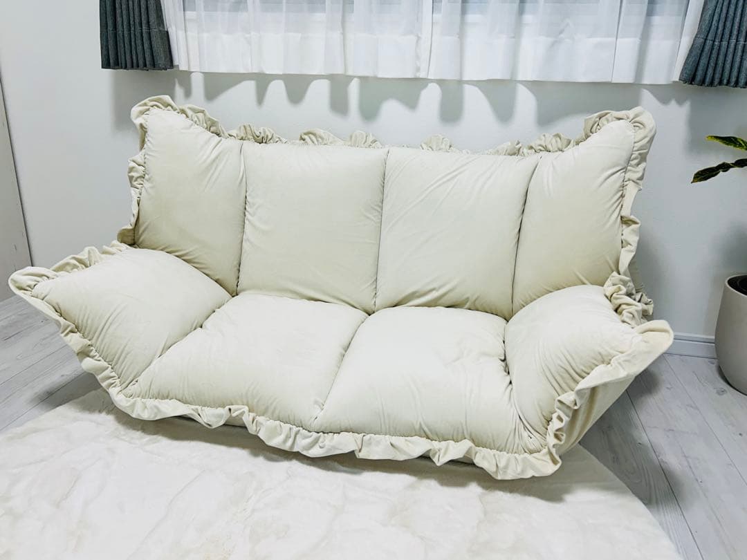 【Francfranc】カラン フロアソファ ホワイト（W1120～1570）