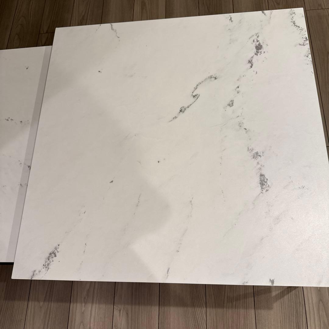 ローテーブル ネストテーブル 正方形 スチール 大理石柄 LOWYA