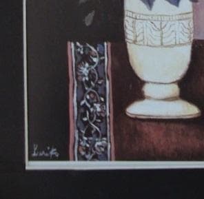 首藤百合子、【トルコ桔梗】、希少な額装用画集より、新品額装付、状態