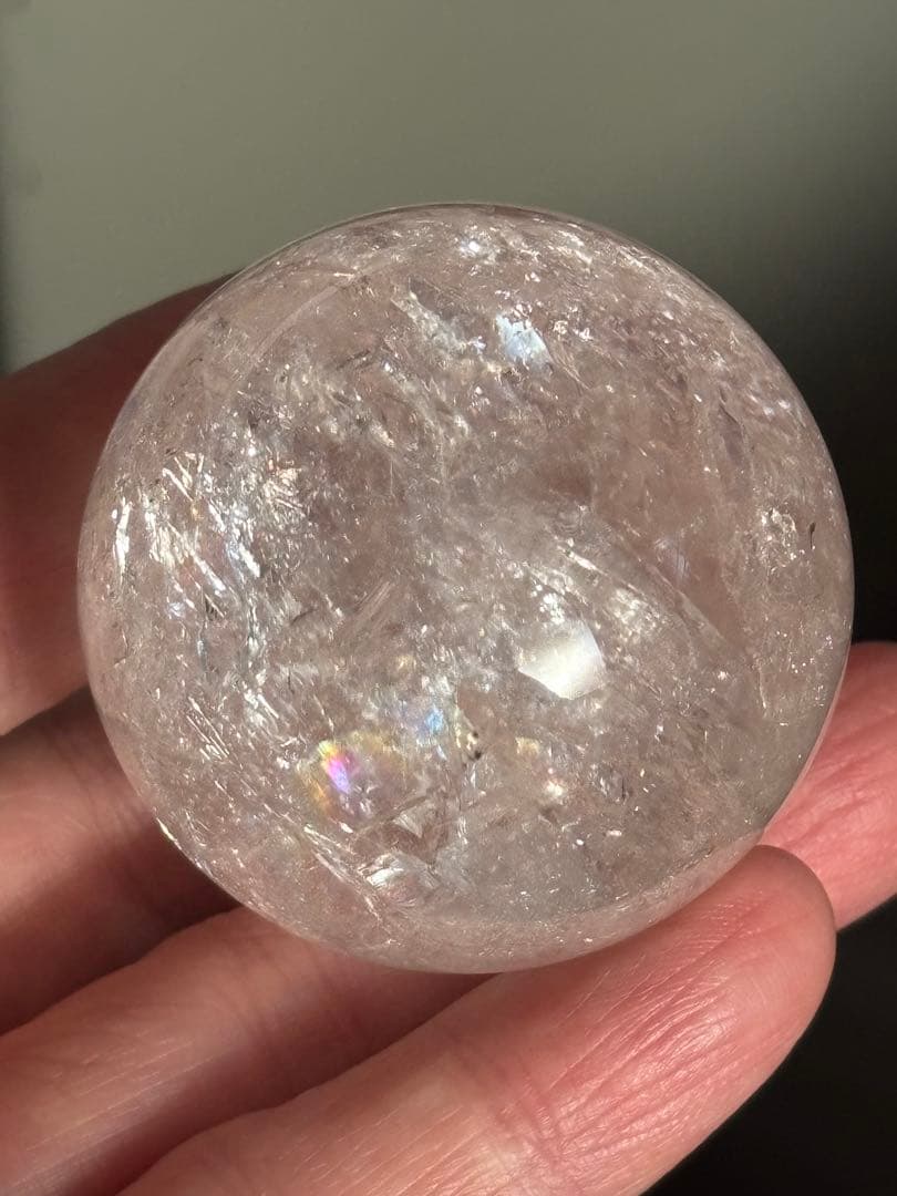 極上　ピンクアゼツライト　スフィア　4.40cm 虹だらけ　天然石