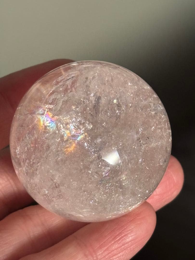 極上　ピンクアゼツライト　スフィア　4.40cm 虹だらけ　天然石