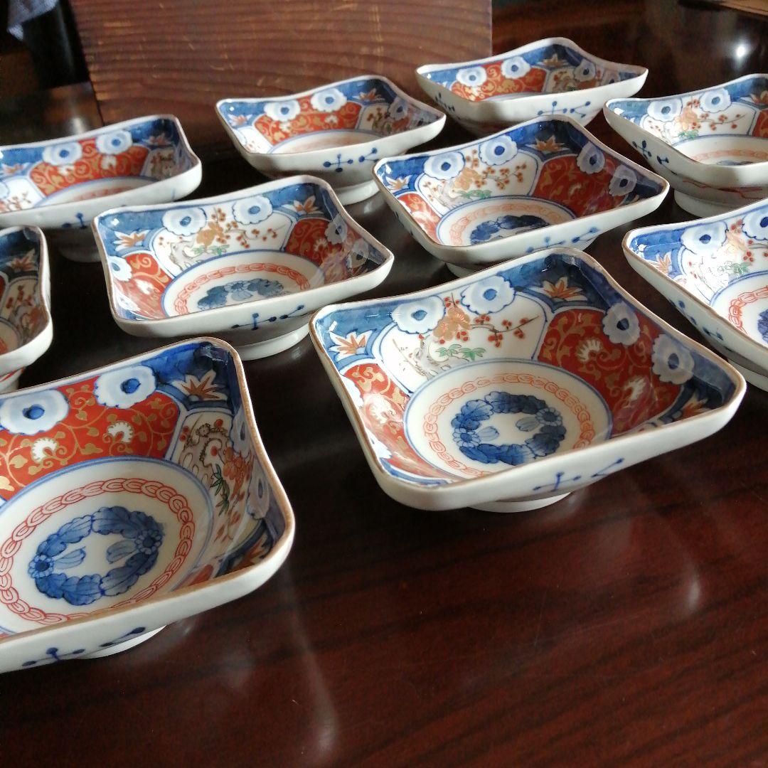 伊万里　金彩錦四方向付　10客　11.5cm　明治〜大正期