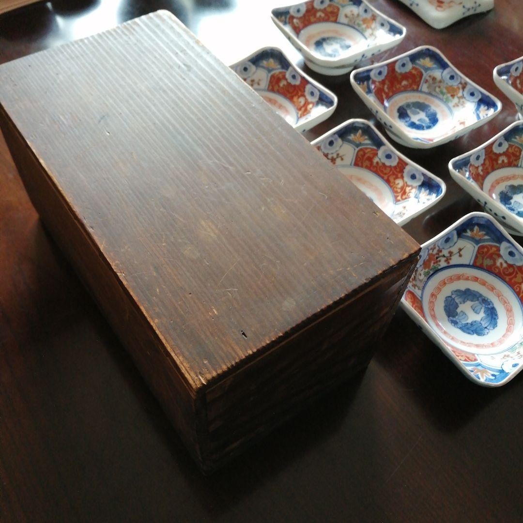 伊万里　金彩錦四方向付　10客　11.5cm　明治〜大正期