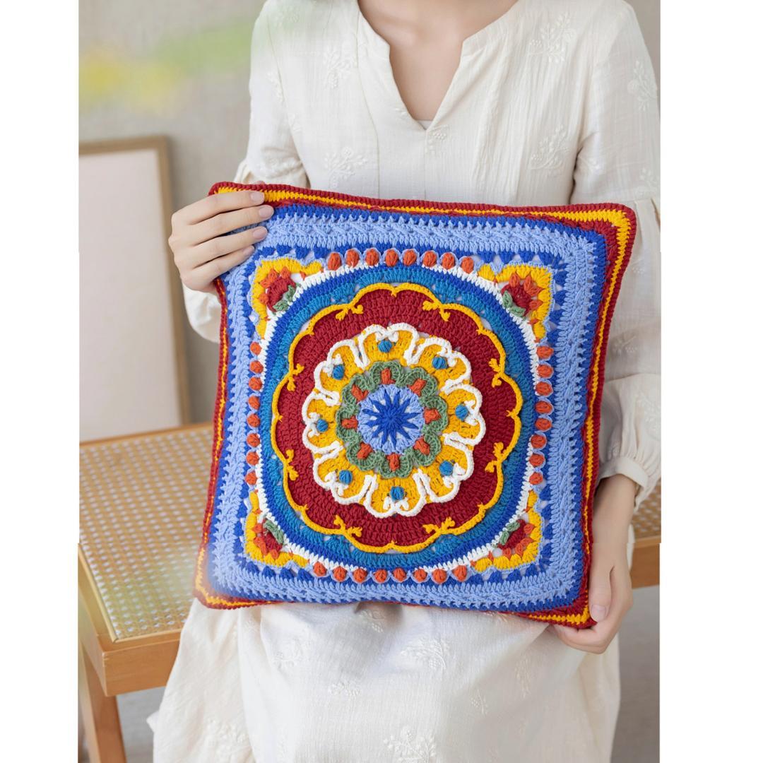 かぎ針編み 和柄 マルチ ソファ クッション カバー 膝掛け 車用ブランケット