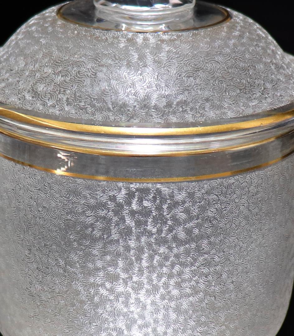 オールド・バカラ 春海商店 特別注文品稀少型 青海波模様 大型金彩蓋物 小物入れ