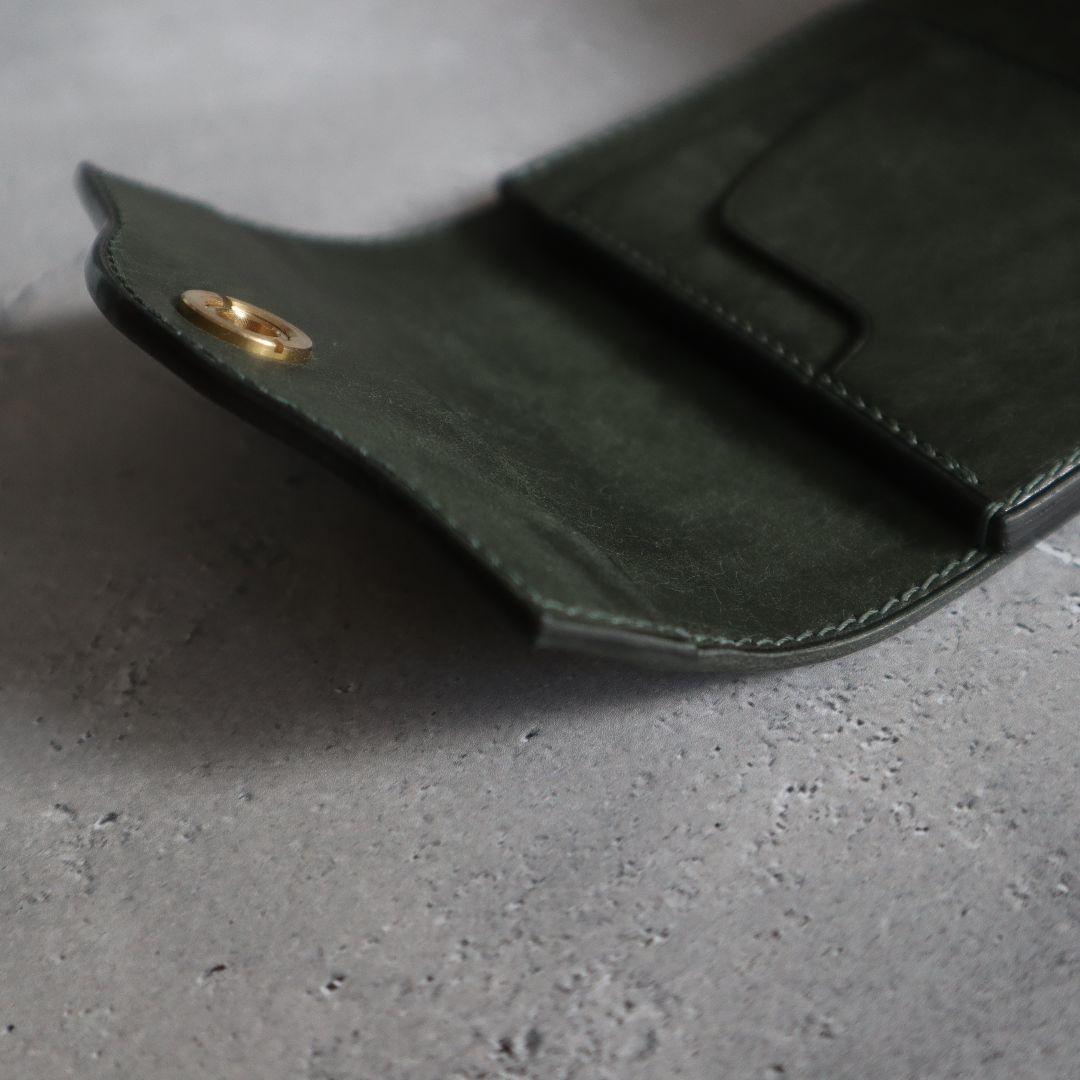 【受注制作】オコシ金具の三つ折り財布　ハンドメイド　イタリアンレザー