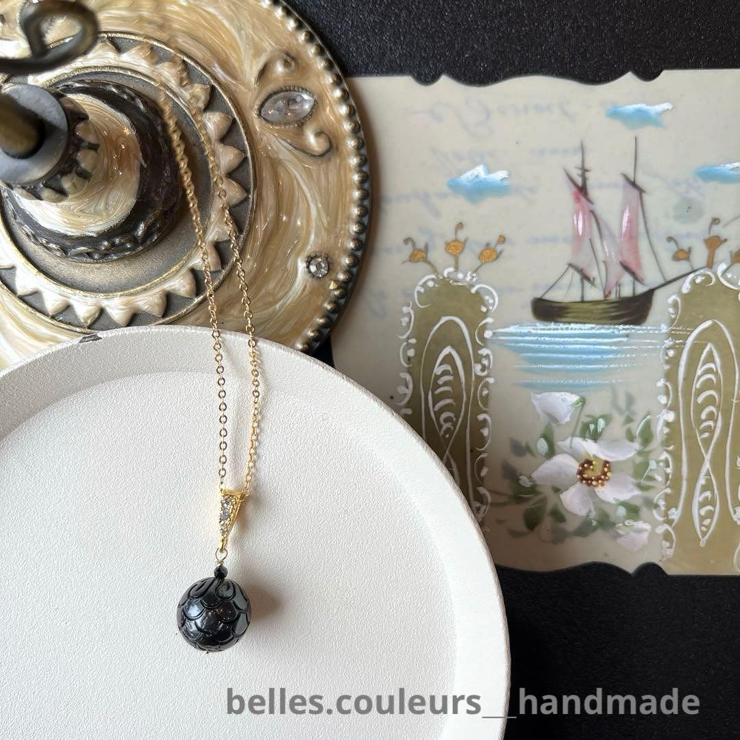 黒蝶真珠プルメリアマーメイドカービング＊ピアスorイヤリング