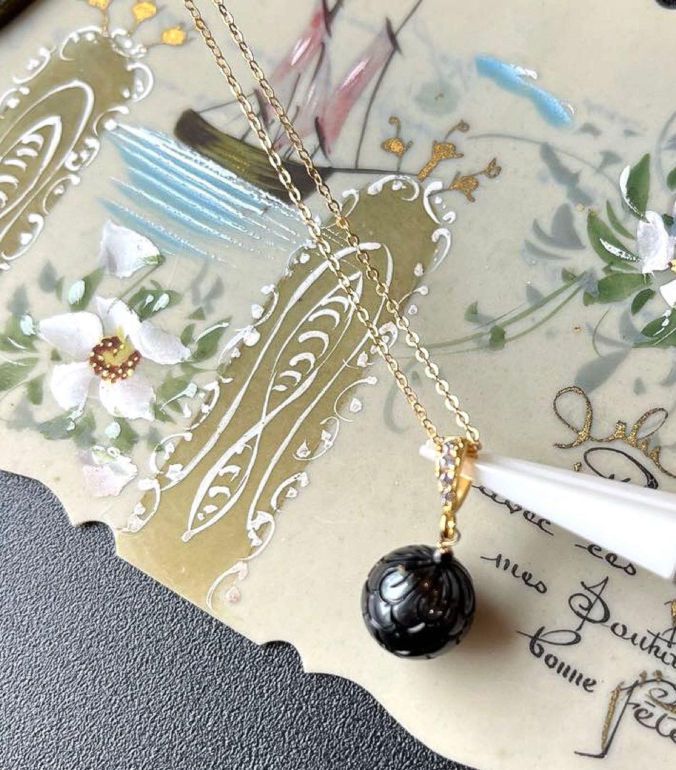 黒蝶真珠プルメリアマーメイドカービング＊ピアスorイヤリング