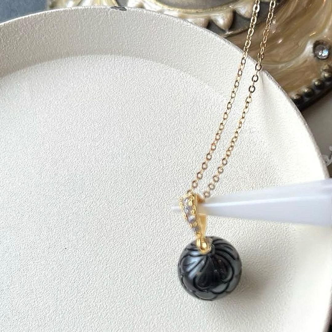 黒蝶真珠プルメリアマーメイドカービング＊ピアスorイヤリング