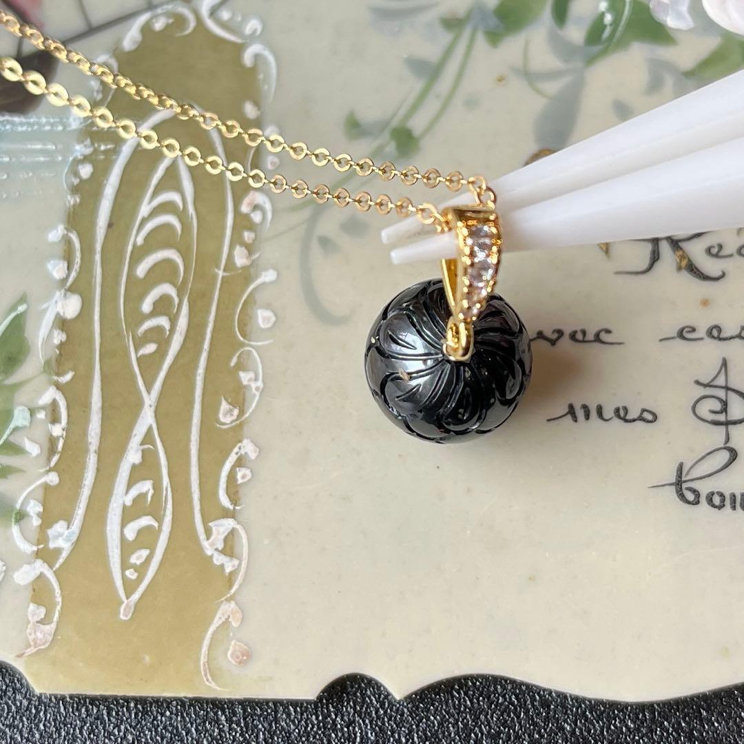 黒蝶真珠プルメリアマーメイドカービング＊ピアスorイヤリング