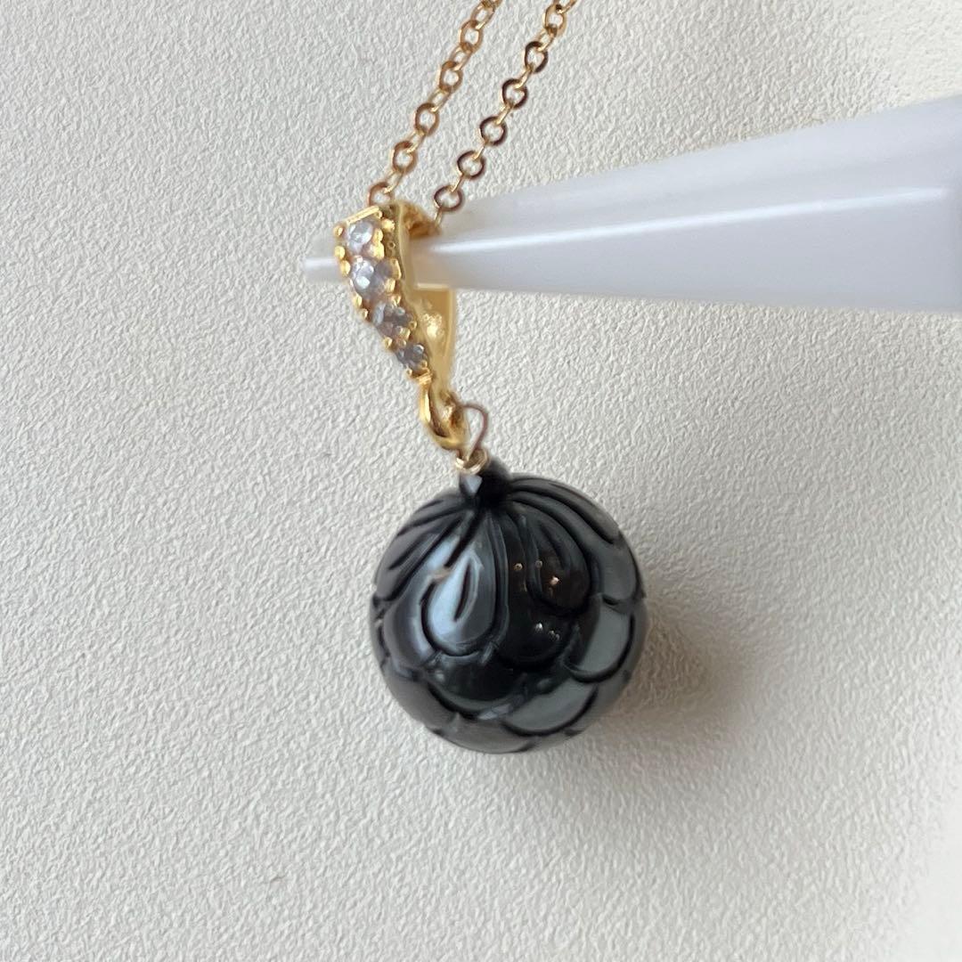 黒蝶真珠プルメリアマーメイドカービング＊ピアスorイヤリング