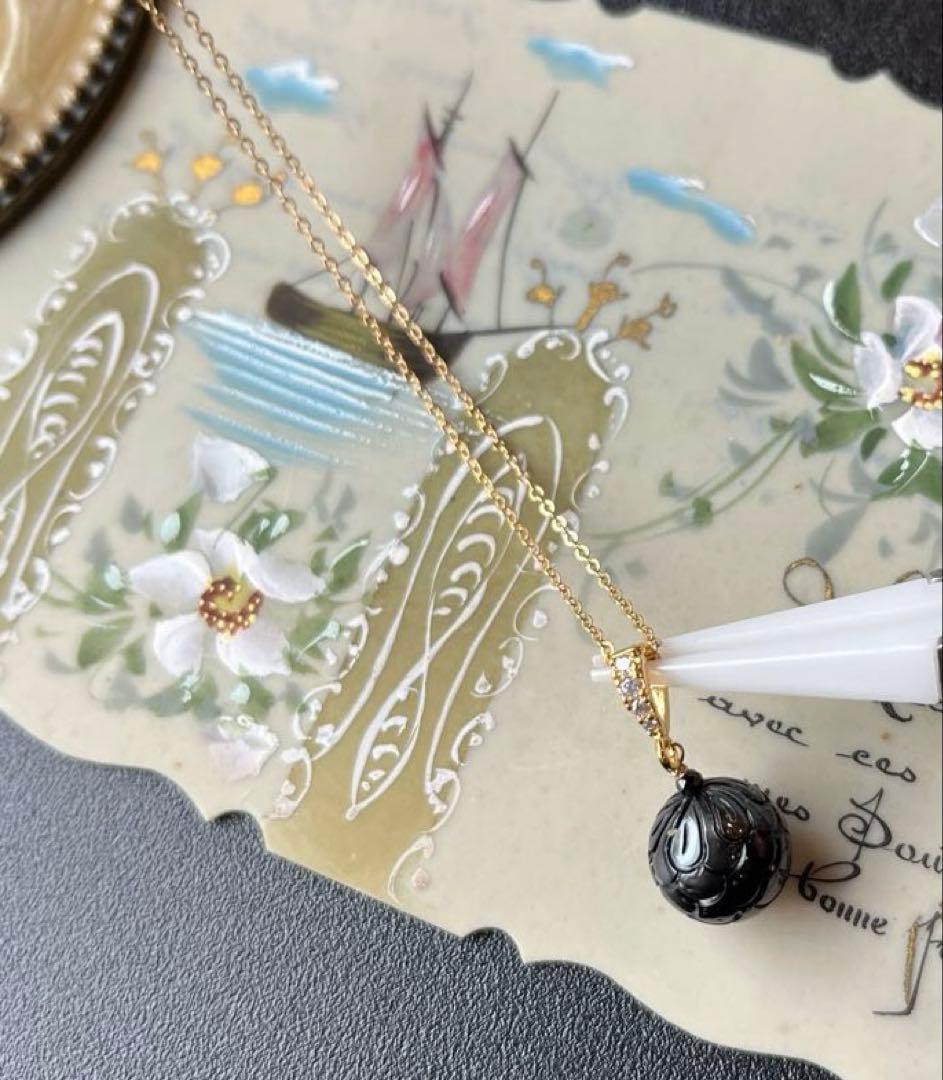 黒蝶真珠プルメリアマーメイドカービング＊ピアスorイヤリング