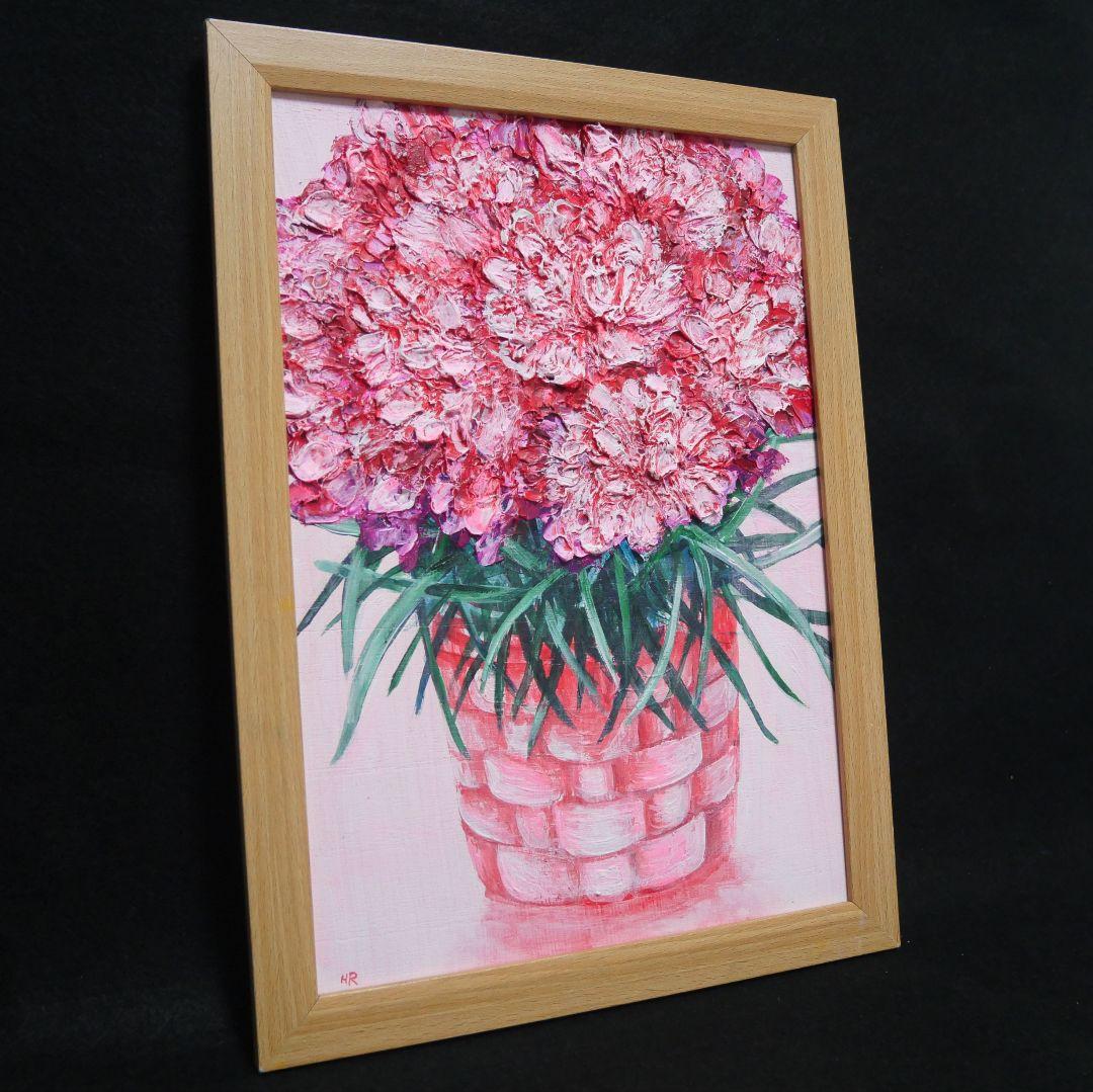 油絵 油彩 油彩画 絵 絵画【ピンクカーネーション】