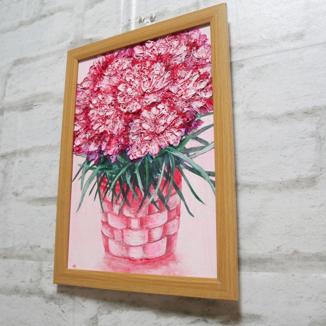 油絵 油彩 油彩画 絵 絵画【ピンクカーネーション】