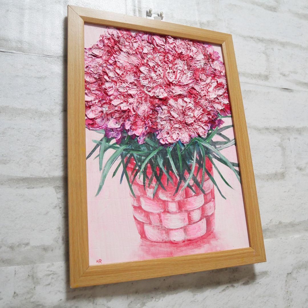 油絵 油彩 油彩画 絵 絵画【ピンクカーネーション】