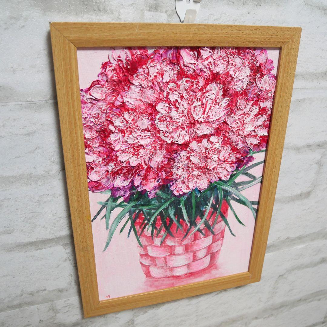 油絵 油彩 油彩画 絵 絵画【ピンクカーネーション】