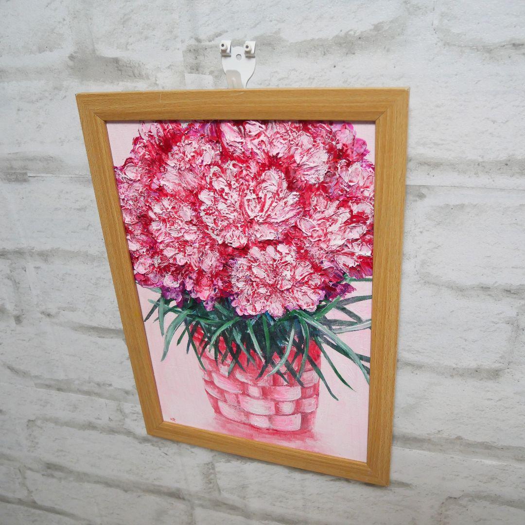 油絵 油彩 油彩画 絵 絵画【ピンクカーネーション】