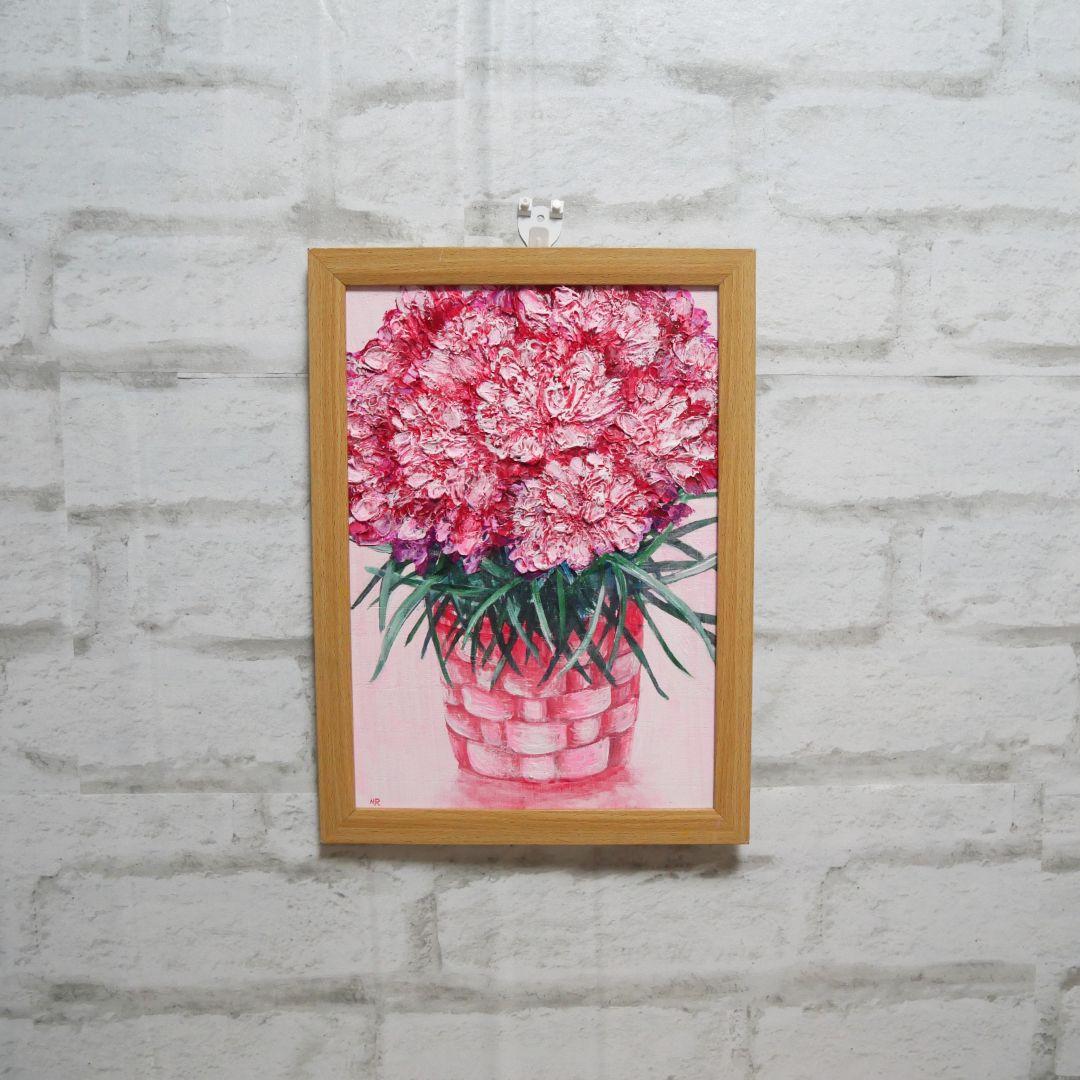 油絵 油彩 油彩画 絵 絵画【ピンクカーネーション】