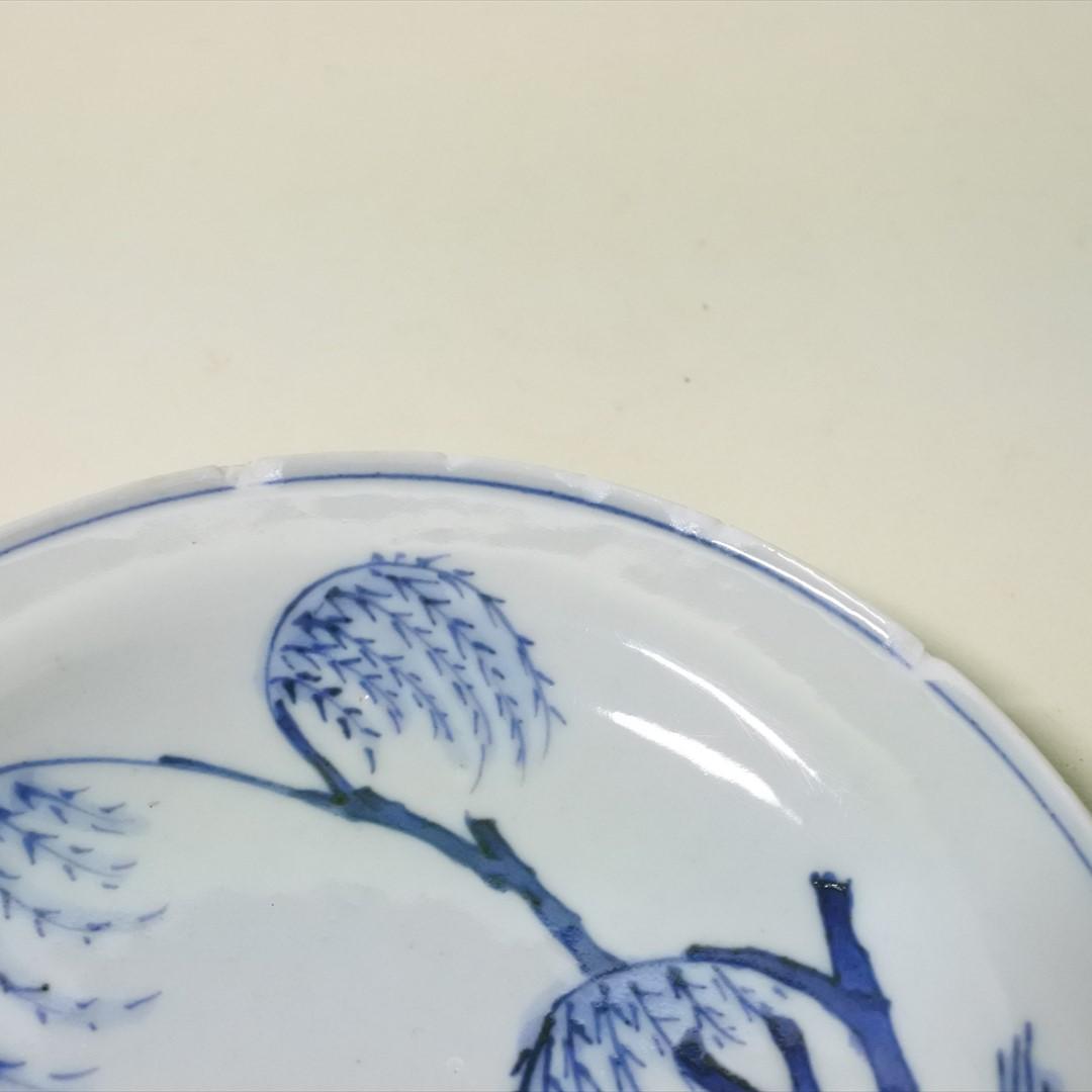 中国 明末清初 古染付 柳 人物 舟 皿 骨董品 アンティーク j - メルカリ