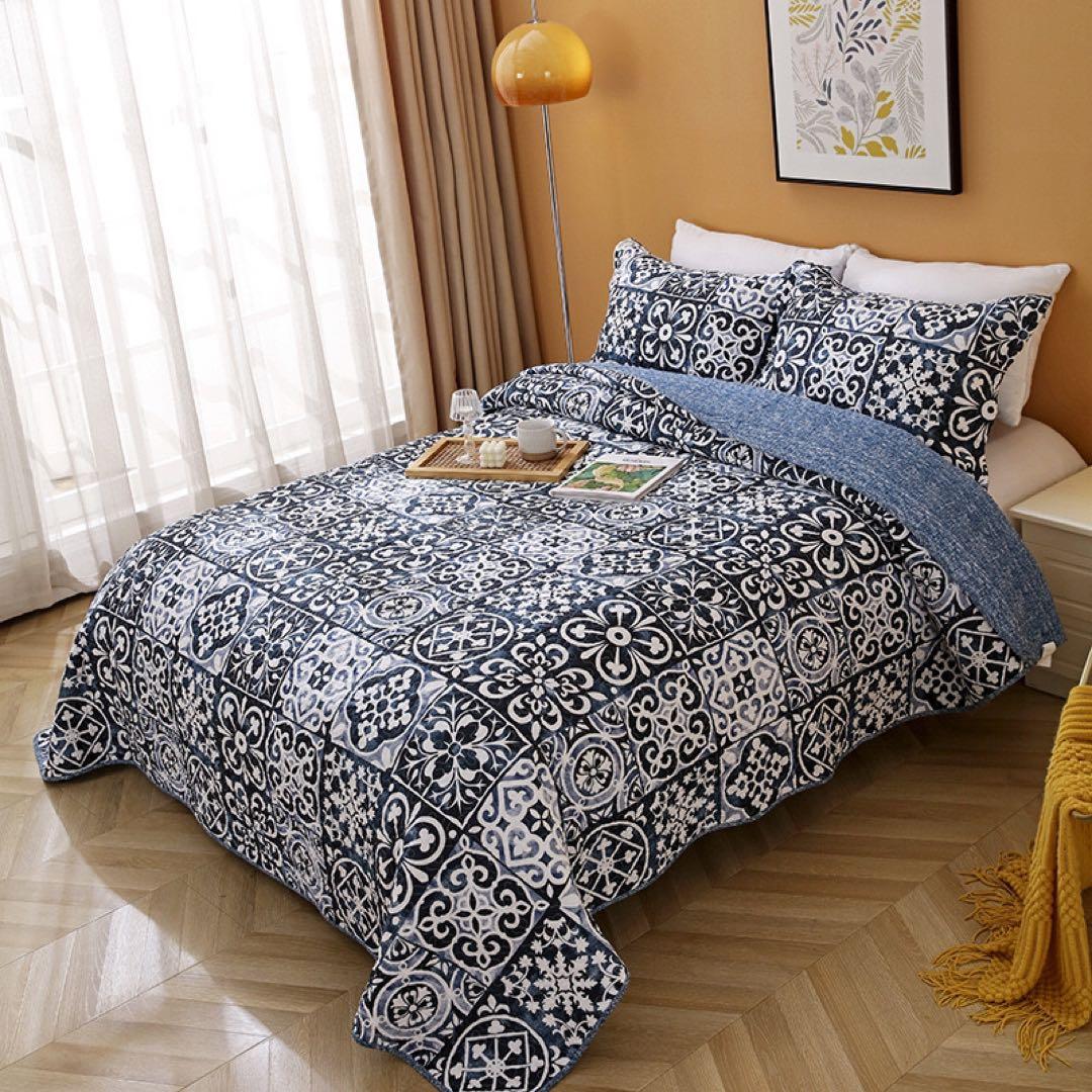 キルトベッドカバー3点セット綿マルチカバー キルティング 823