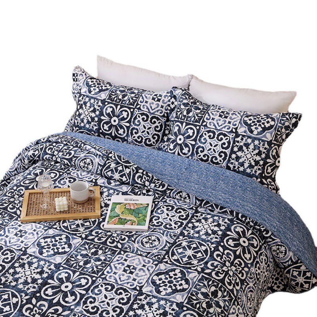 キルトベッドカバー3点セット綿マルチカバー キルティング 823