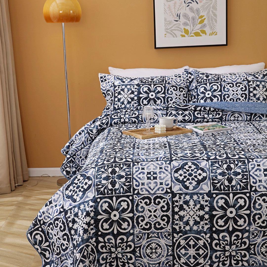 キルトベッドカバー3点セット綿マルチカバー キルティング 823