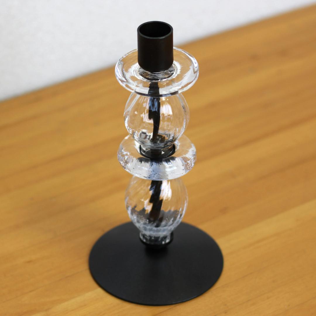 【美品・刻印】エリックホグラン　キャンドルスタンド オニオン型2段　クリア 02