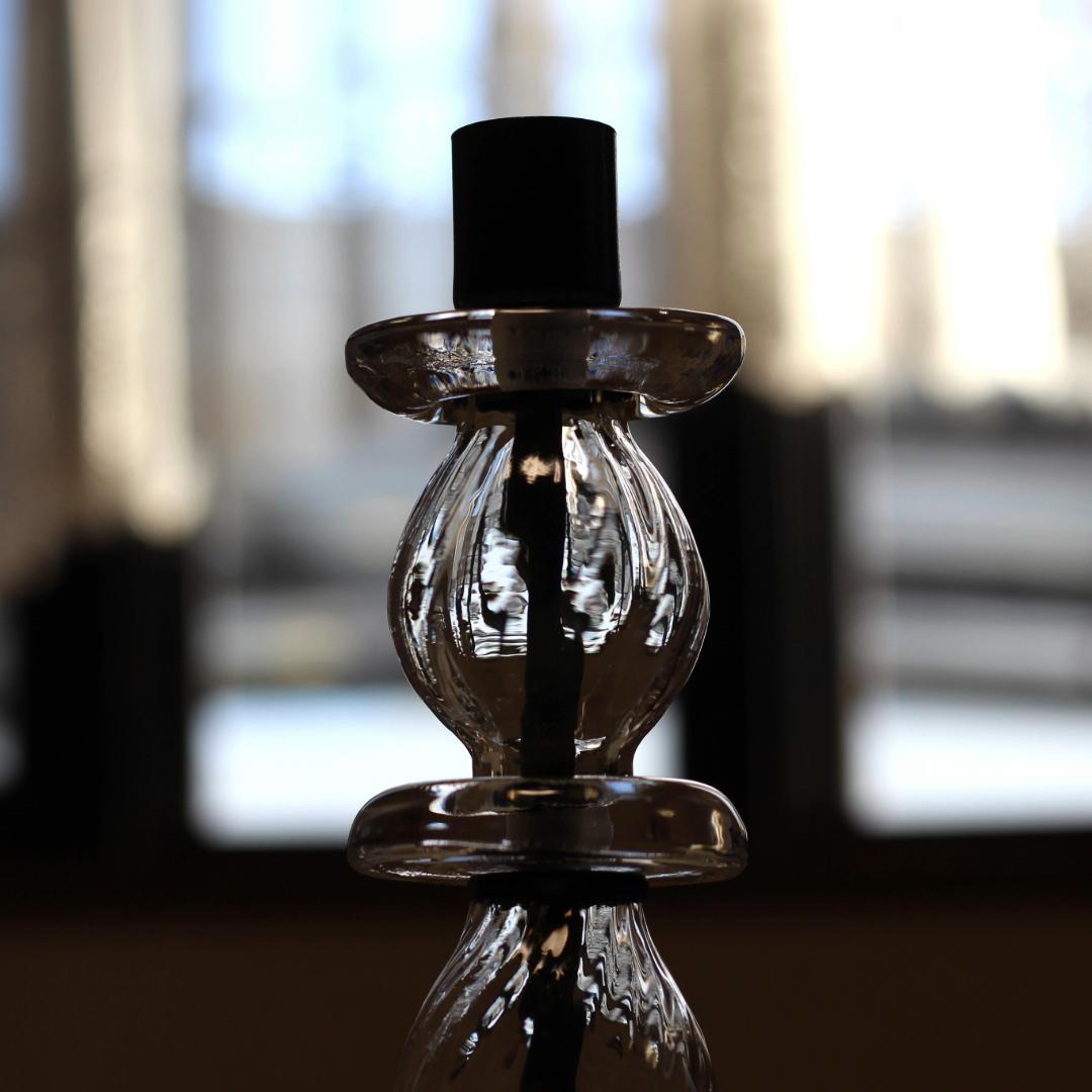【美品・刻印】エリックホグラン　キャンドルスタンド オニオン型2段　クリア 02